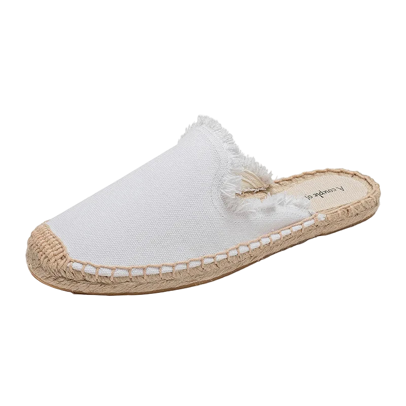 Zapatillas estilo suecos flats de yute y lona y algodón y suela TPR
