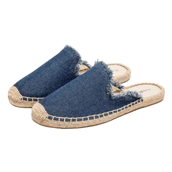Zapatillas estilo suecos flats de yute y lona y algodón y suela TPR