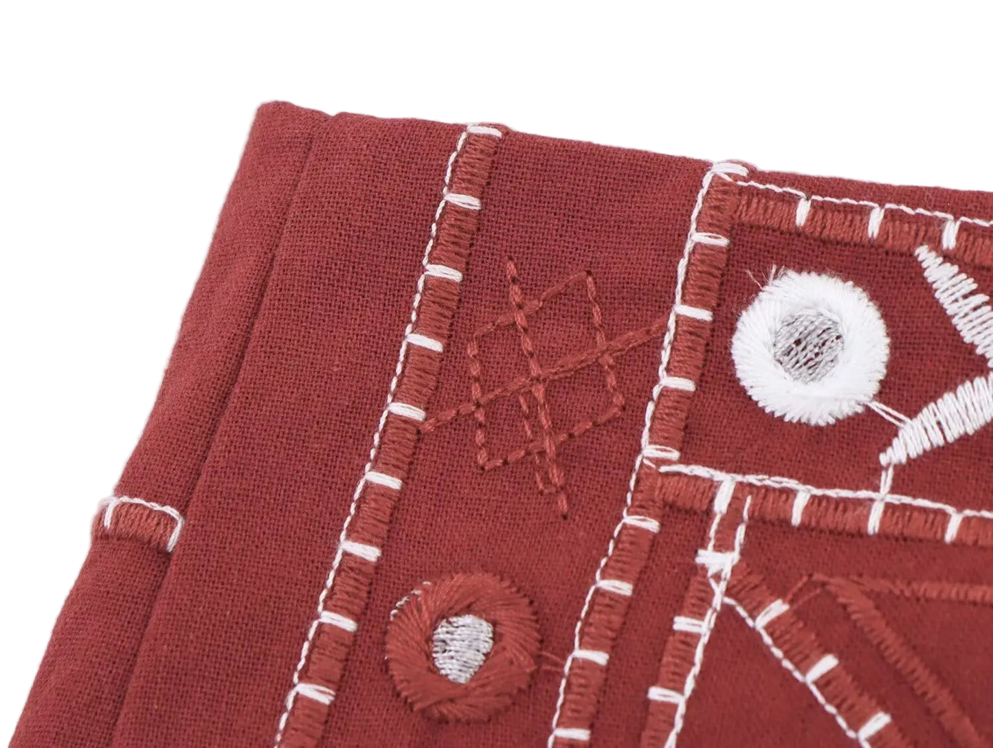 Outfit Conjunto Boho Chic de Chaleco Sin Mangas Rojo Bordado y Shorts Pierna Ancha
