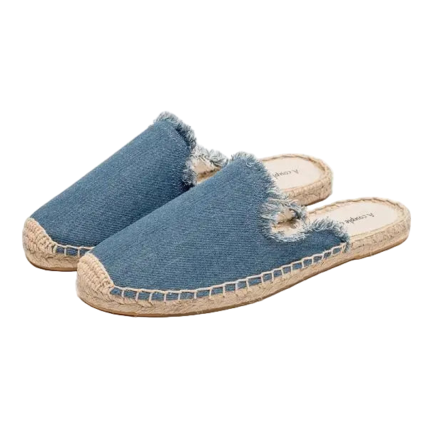 Zapatillas estilo suecos flats de yute y lona y algodón y suela TPR