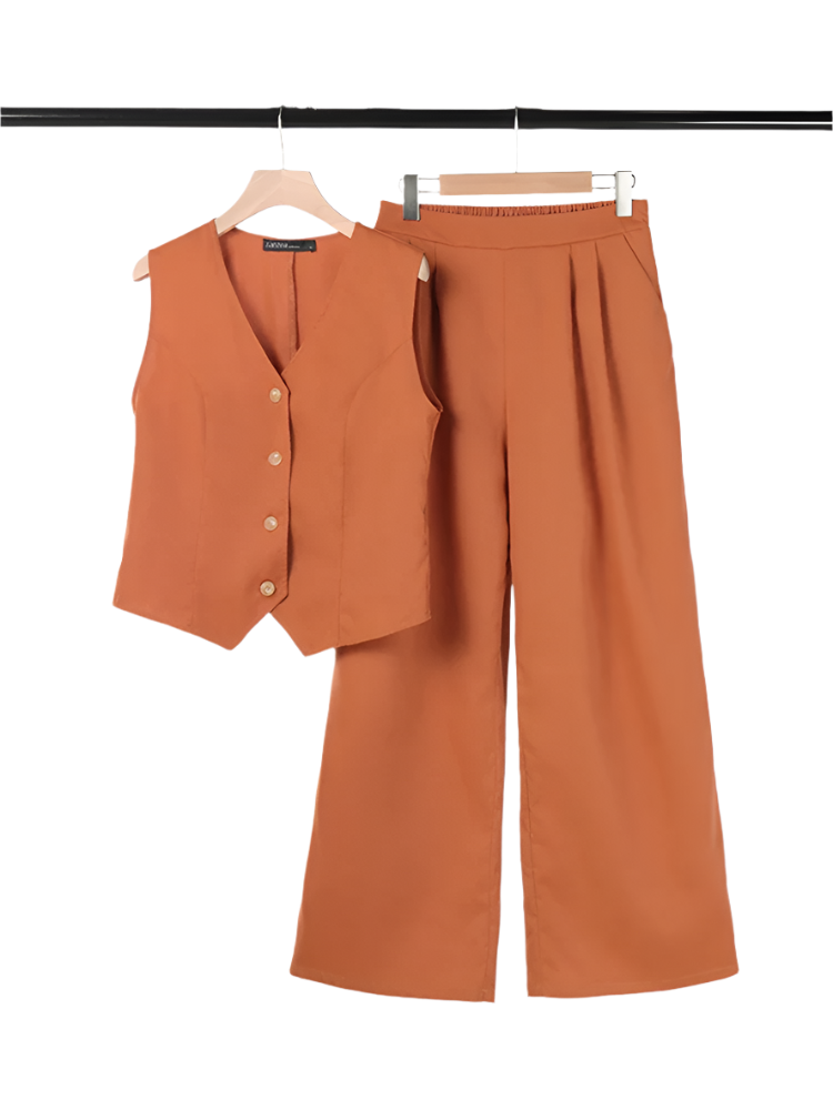 Outfit Conjunto de Chaleco y Pantalón de Pierna Ancha Estilo Old Money