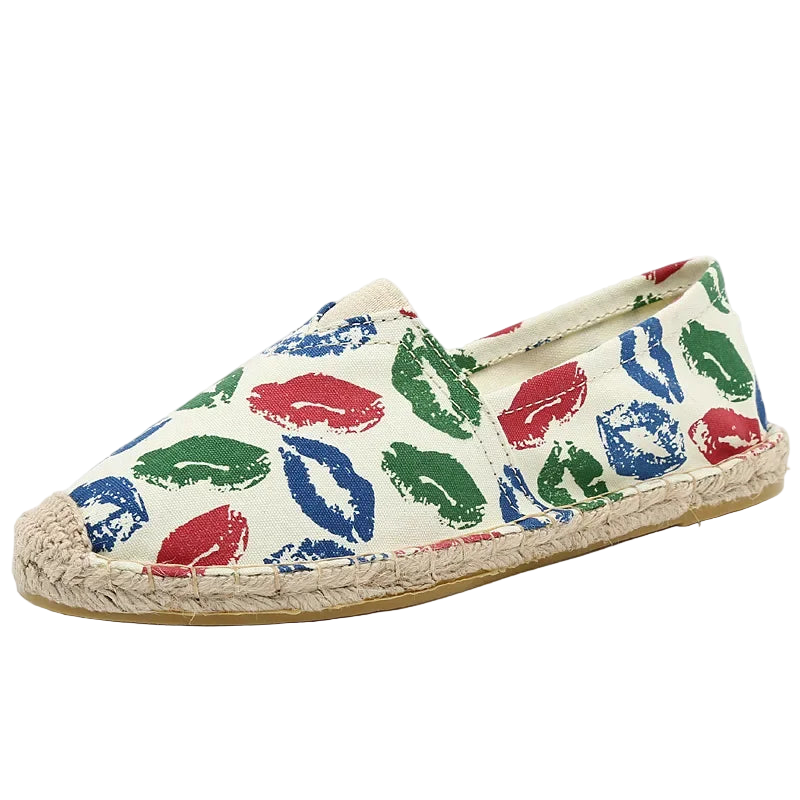 Alpargatas mocasines casuales unisex de lona transpirable sin cordones de graffiti y diseño