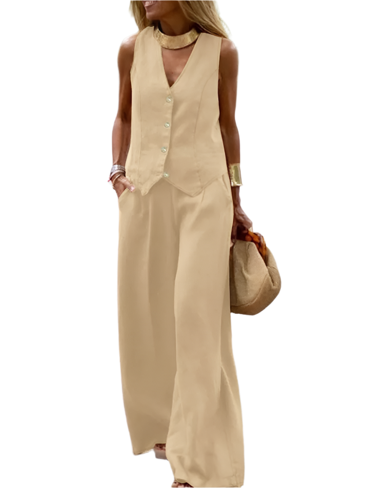 Outfit Conjunto de Chaleco y Pantalón de Pierna Ancha Estilo Old Money