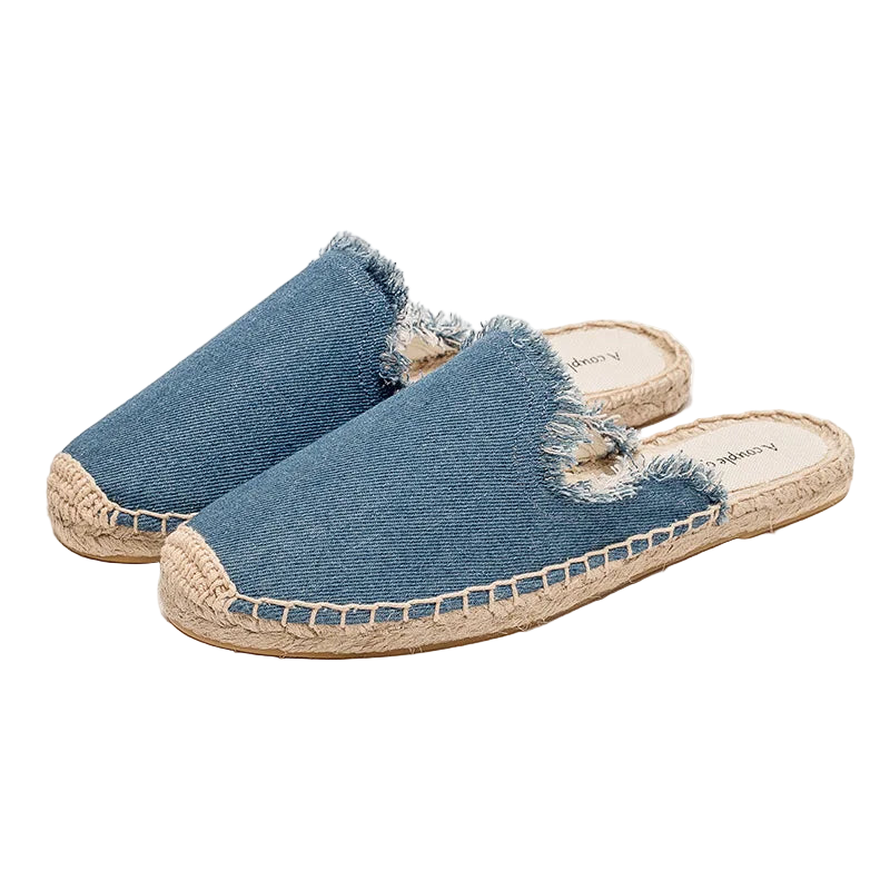 Zapatillas estilo suecos flats de yute y lona y algodón y suela TPR
