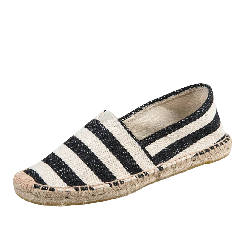 Alpargatas mocasines casuales unisex de lona transpirable sin cordones de rayas