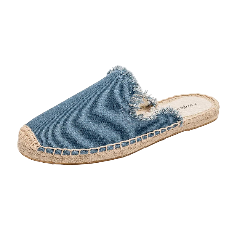 Zapatillas estilo suecos flats de yute y lona y algodón y suela TPR