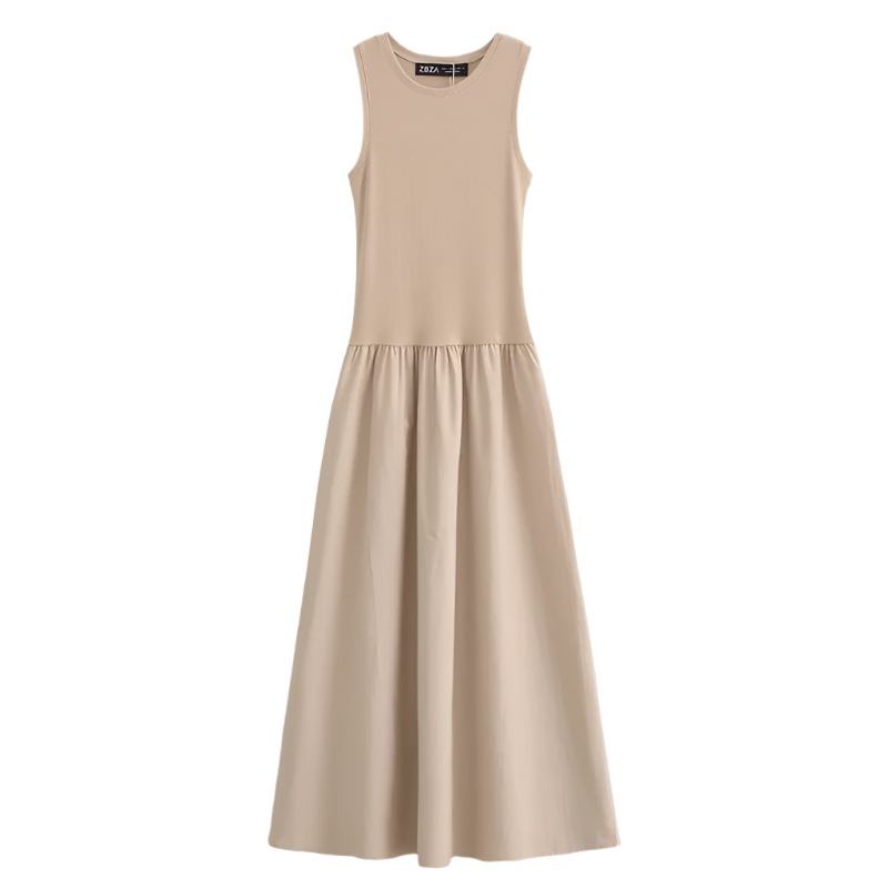 Vestido Largo sin Mangas para Mujer Color Caqui Elegante y Casual Estilo Y2K