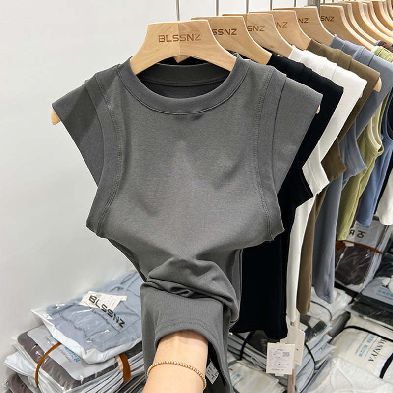 Summer Cotton Fitted Ribbed T-Shirt