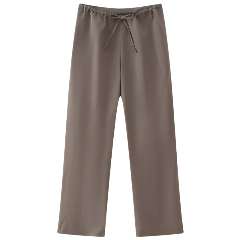 Outfit Set Satinado de Top halter asimétrico y pantalón con cordones de cintura alta