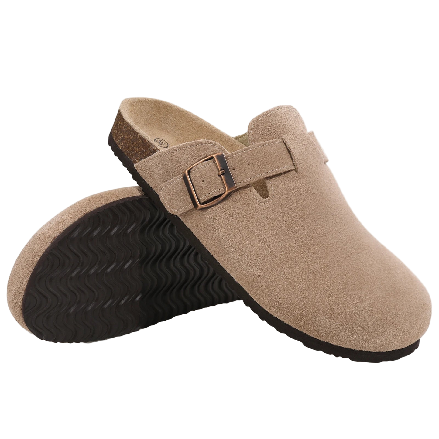 Suecos estilo Birken clásicos con plantilla de corcho y sin cordones