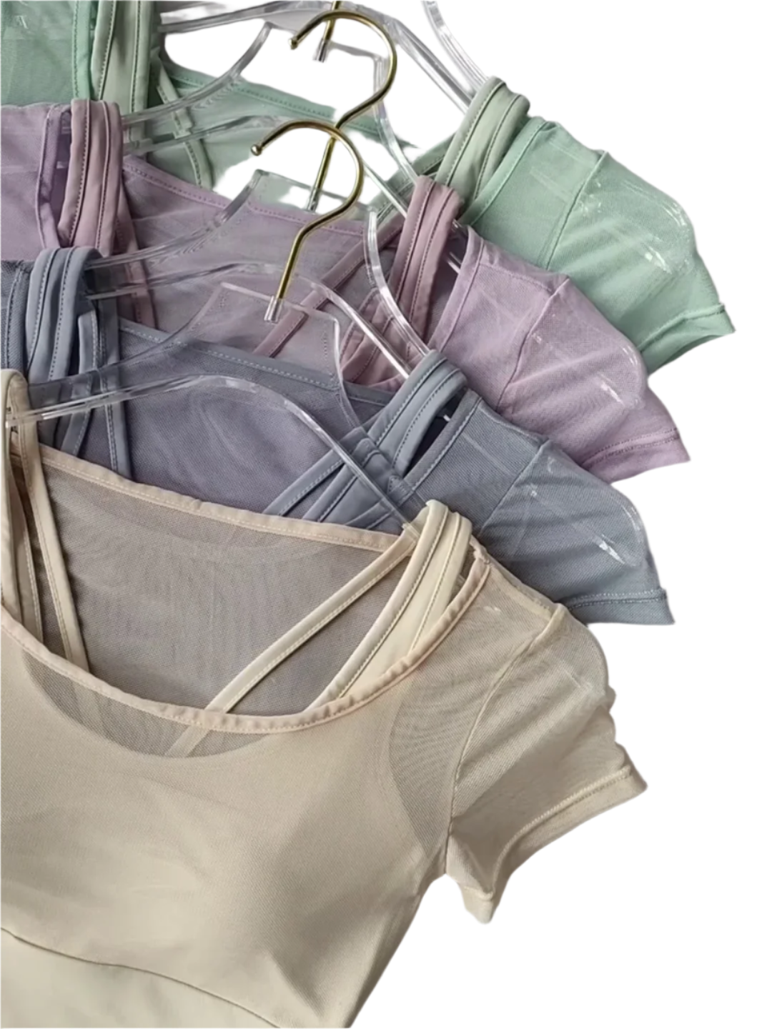 Crop Top con almohadilla en los pechos de secado rápido con manga corta y transpirable