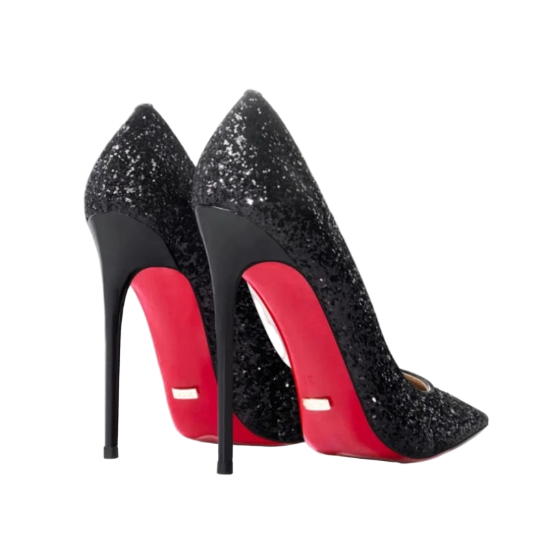 Zapatos de tacón alto y punta fina de suela roja y estilo stiletto de 12 cm