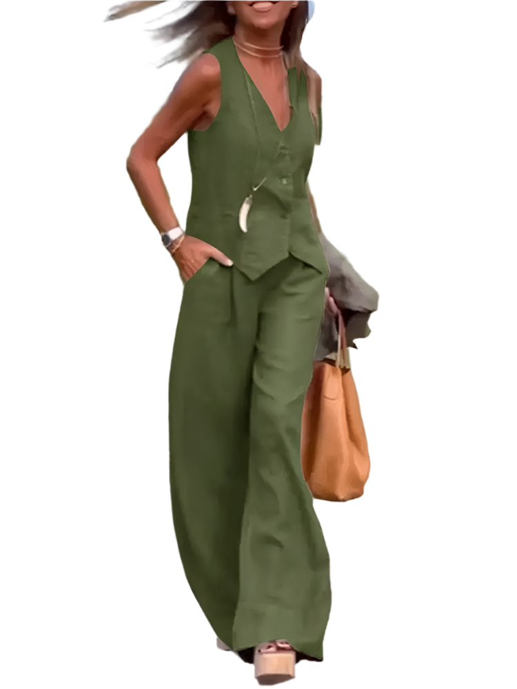 Outfit Conjunto de Chaleco y Pantalón de Pierna Ancha Estilo Old Money