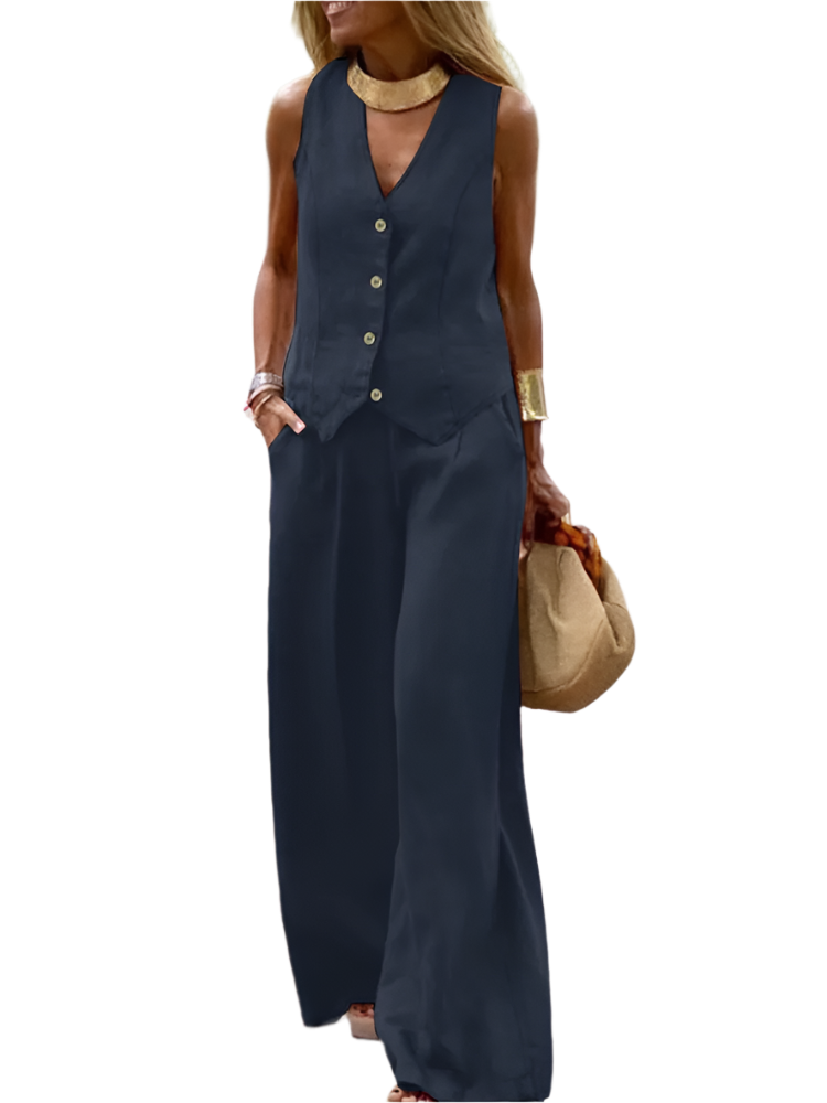 Outfit Conjunto de Chaleco y Pantalón de Pierna Ancha Estilo Old Money