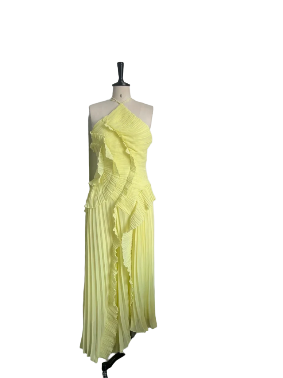 Vestido Largo Plisado para Mujer con Escote Halter Color Púrpura Tipo Maxi
