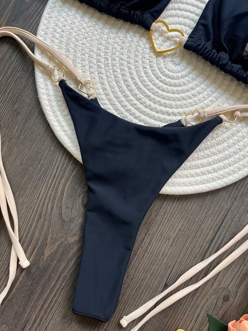Bikini de dos piezas para mujer con Top halter y tanga en Estilo brasileño y en Colores sólidos