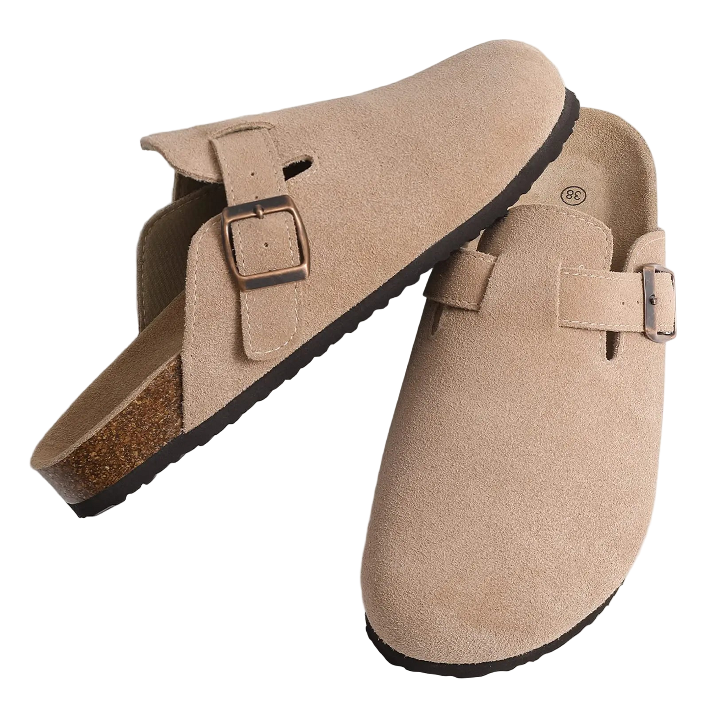 Suecos estilo Birken clásicos con plantilla de corcho y sin cordones