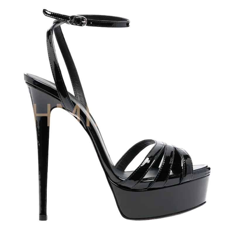 Sandalias de tacón alto tipo stiletto con plataforma y correa al tobillo