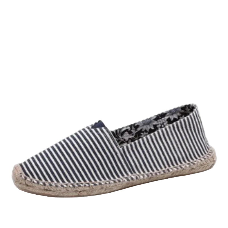 Alpargatas mocasines casuales unisex de lona transpirable sin cordones rayados