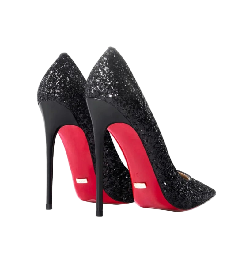 Zapatos de tacón alto y punta fina de suela roja y estilo stiletto de 12 cm