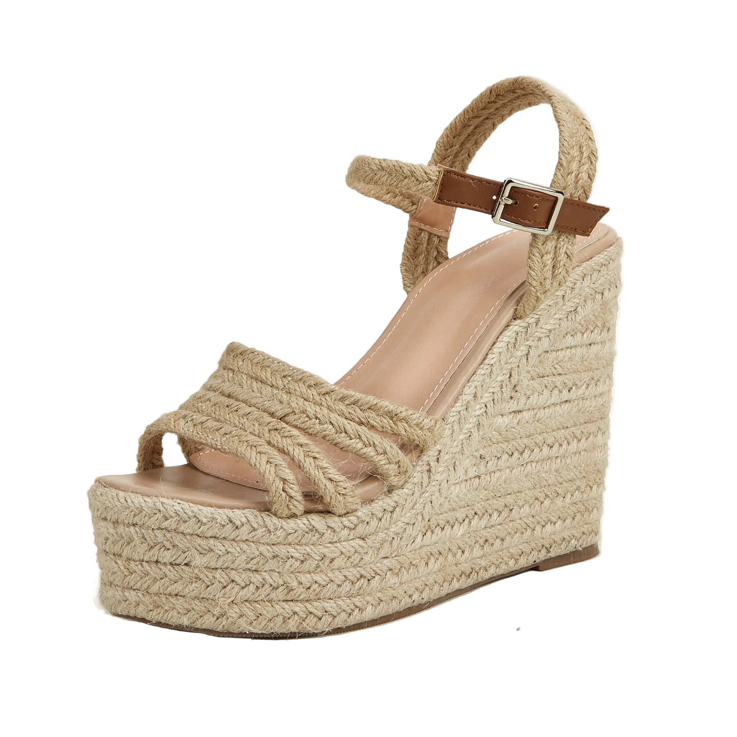 Sandalias Bohemias de Cuña con Plataforma y Punta Abierta con Correa al Tobillo