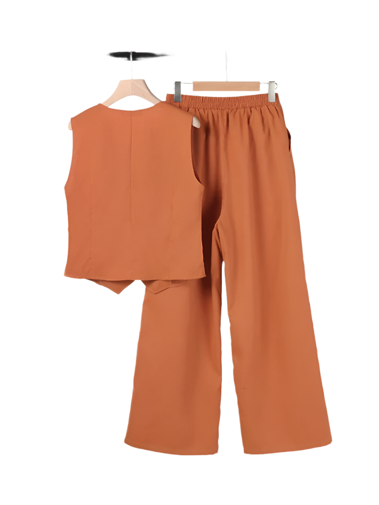 Outfit Conjunto de Chaleco y Pantalón de Pierna Ancha Estilo Old Money
