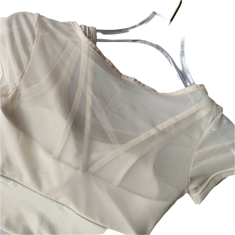 Crop Top con almohadilla en los pechos de secado rápido con manga corta y transpirable