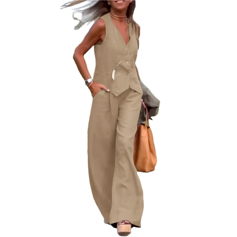 Outfit Conjunto de Chaleco y Pantalón de Pierna Ancha Estilo Old Money