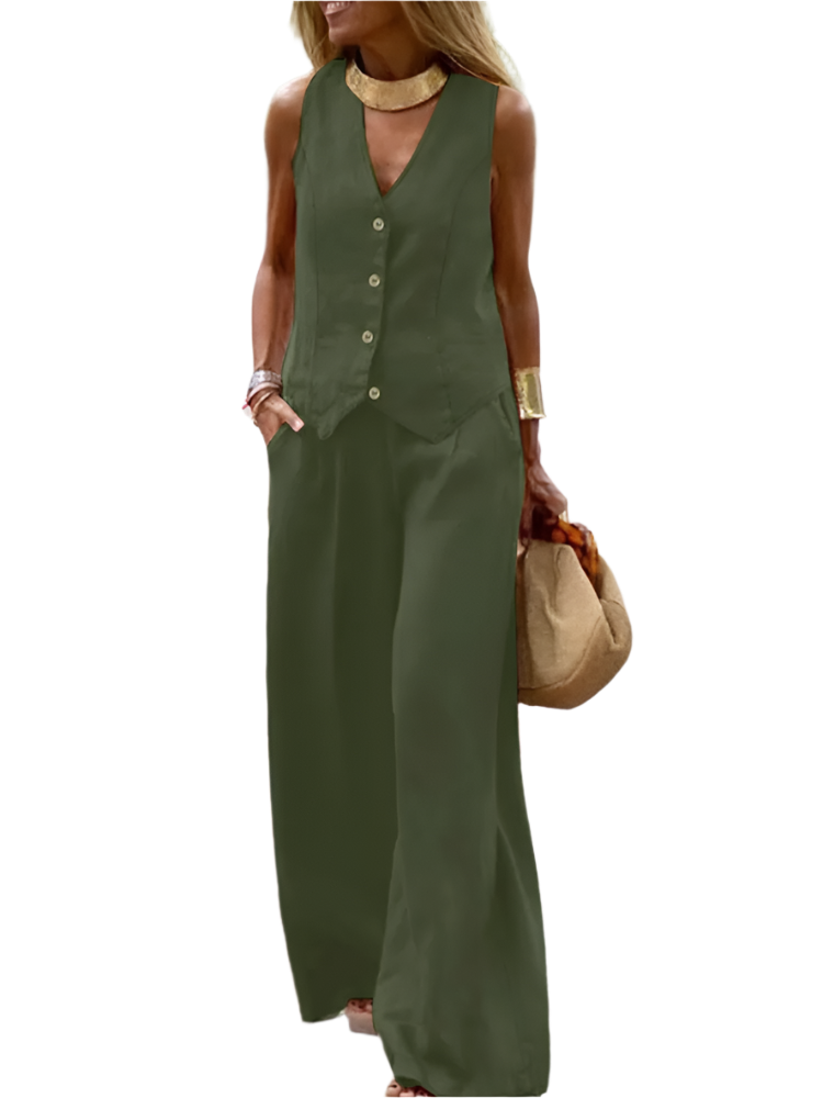 Outfit Conjunto de Chaleco y Pantalón de Pierna Ancha Estilo Old Money