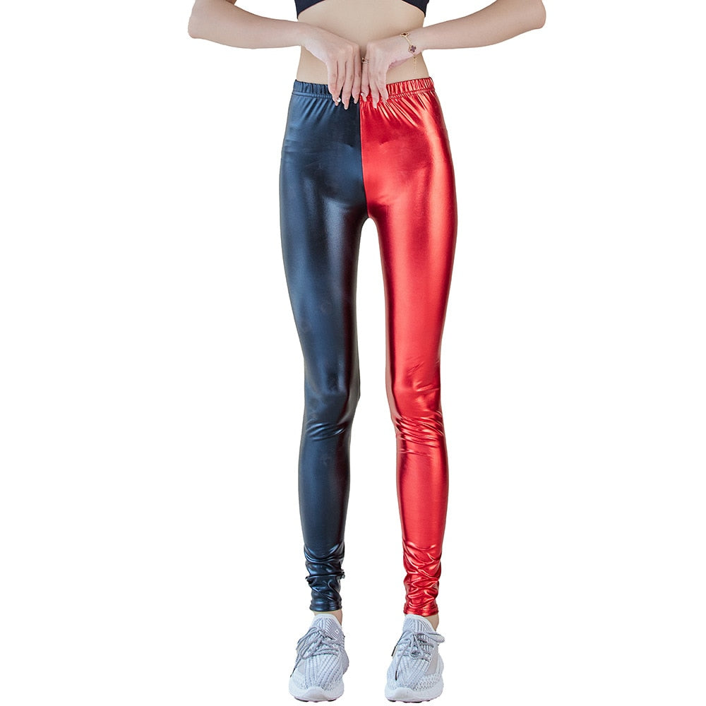 Women's Faux Leather Leggings: Sexy Metallic Tight Pants for Parties, Clubs and Dance.