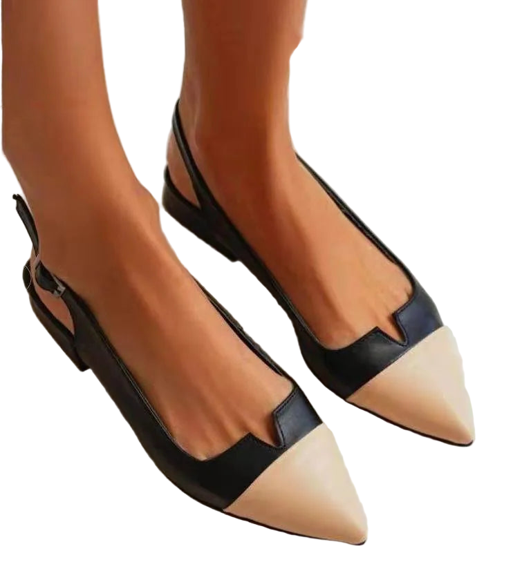 Zapatillas flats casuales sin cordones de punta fina y suela plana y diseño asimétrico