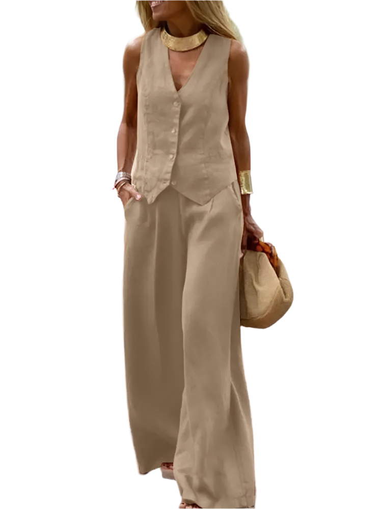 Outfit Conjunto de Chaleco y Pantalón de Pierna Ancha Estilo Old Money