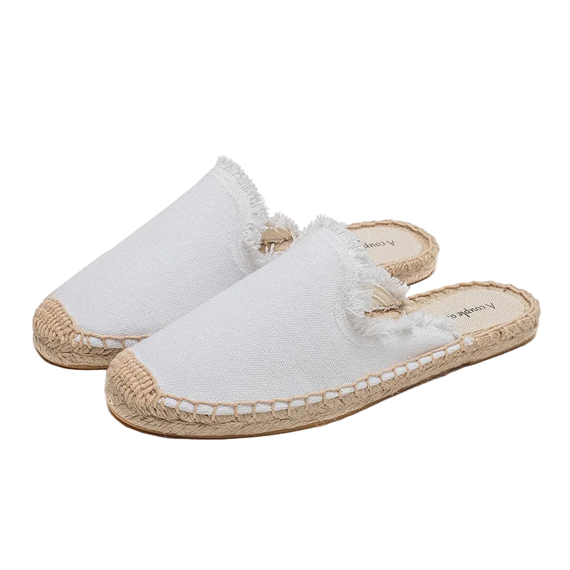 Zapatillas estilo suecos flats de yute y lona y algodón y suela TPR