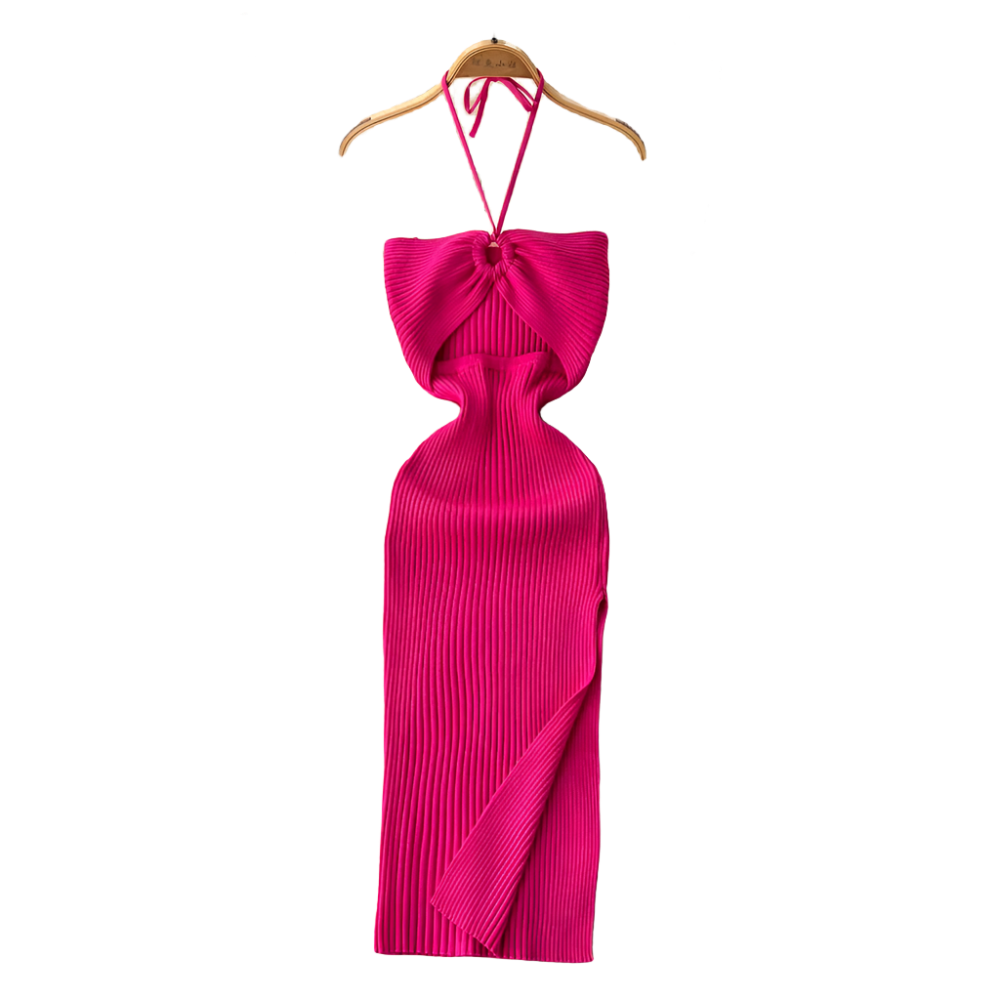 Vestido ajustado de verano de tejido de punto con abertura y diseño entallado estilo streetwear