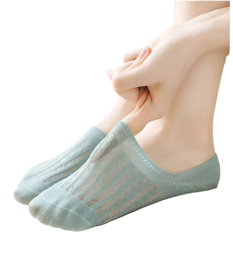 5 Pares de Calcetines Tobilleras para Mujer con Transparencia y Silicona