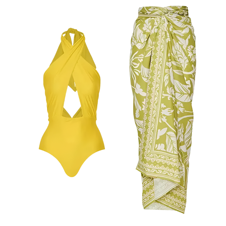 Traje de baño enterizo retro para mujer, espalda descubierta y estampado tipo porcelana azul y blanca