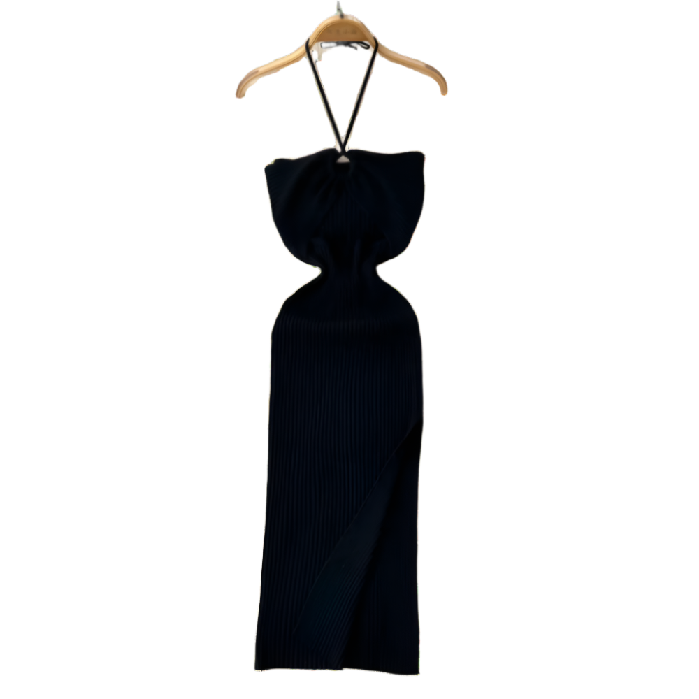 Vestido ajustado de verano de tejido de punto con abertura y diseño entallado estilo streetwear
