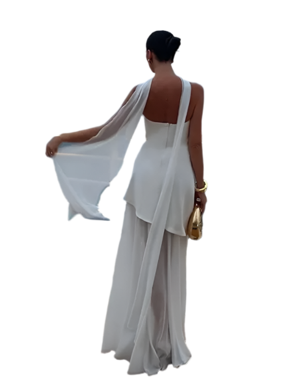 Vestido Largo Elegante para Mujer sin Tirantes de Malla con Lazo y Diseño Patchwork
