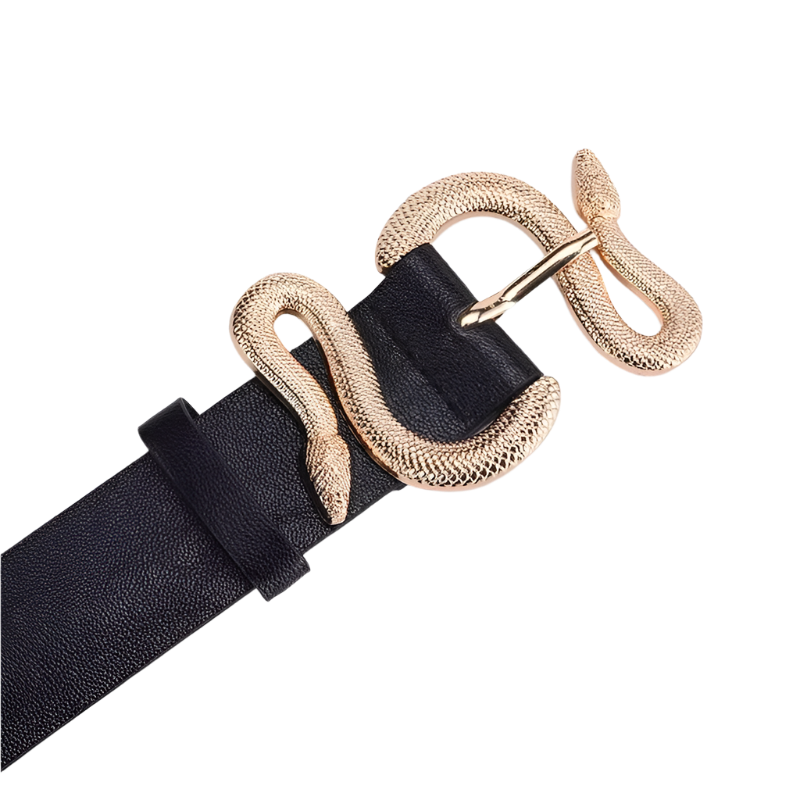 Cinturón casual de piel sintética con hebilla de serpiente estilo retro
