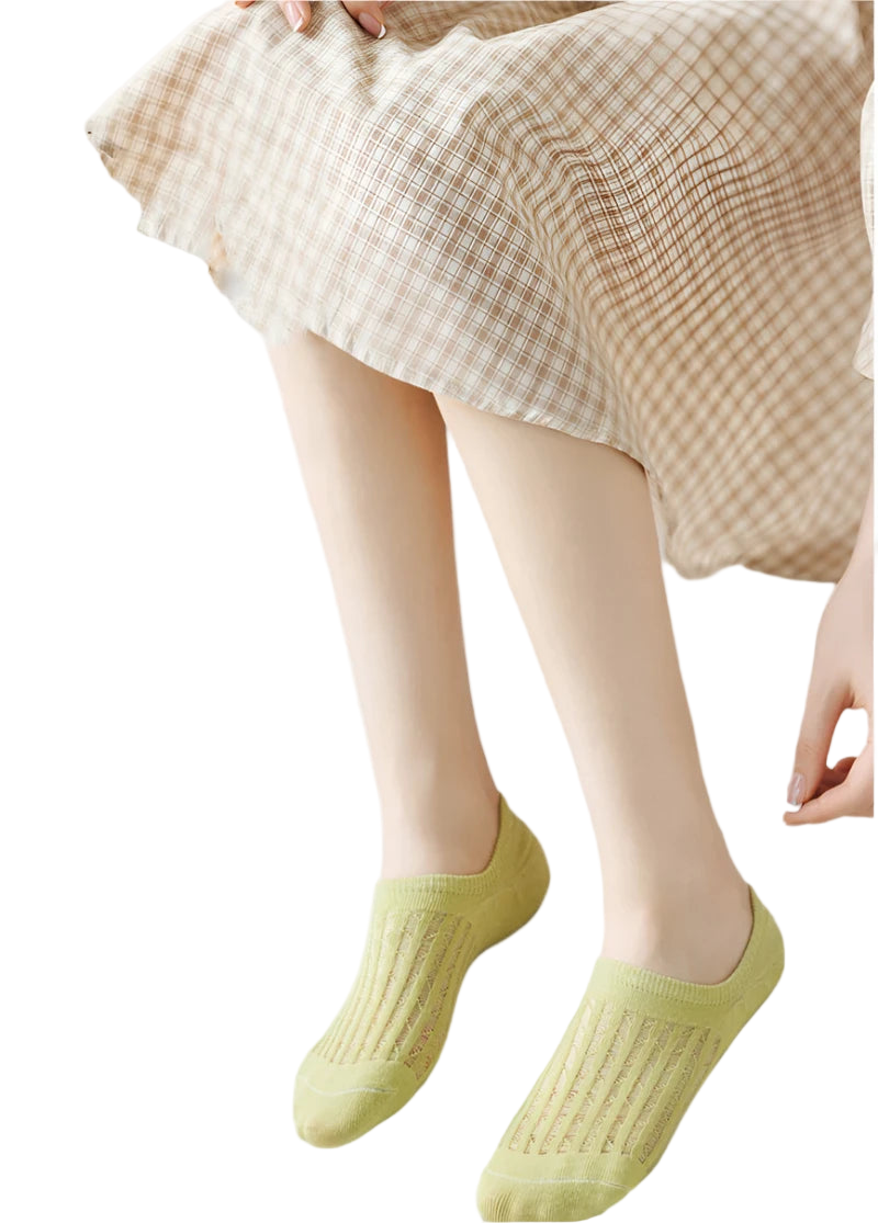 5 Pares de Calcetines Tobilleras para Mujer con Transparencia y Silicona