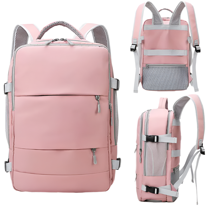 Mochila de viaje para mujer impermeable antirrobo con puerto USB y correa para maleta de gran capacidad
