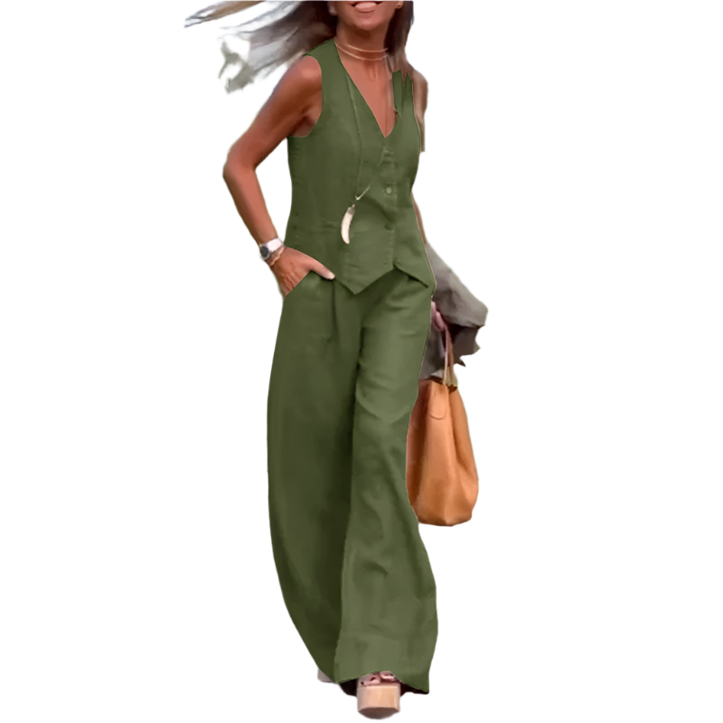 Outfit Conjunto de Chaleco y Pantalón de Pierna Ancha Estilo Old Money