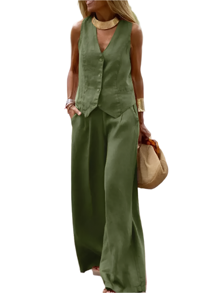 Outfit Conjunto de Chaleco y Pantalón de Pierna Ancha Estilo Old Money