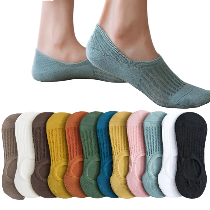 5 Pares de Calcetines Tobilleras para Mujer con Transparencia y Silicona