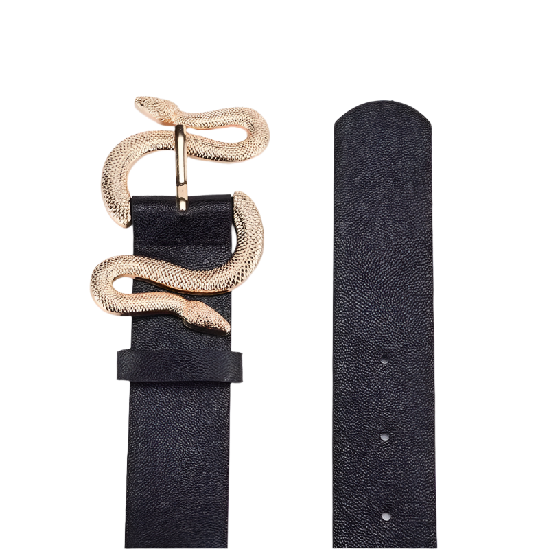 Cinturón casual de piel sintética con hebilla de serpiente estilo retro