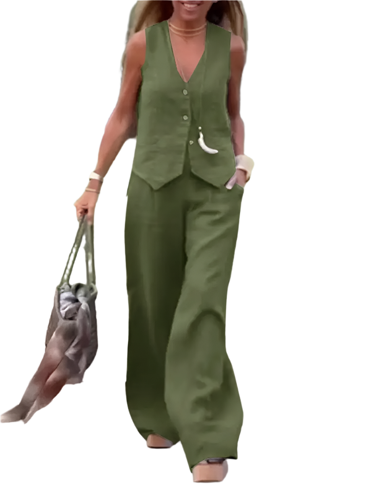 Outfit Conjunto de Chaleco y Pantalón de Pierna Ancha Estilo Old Money