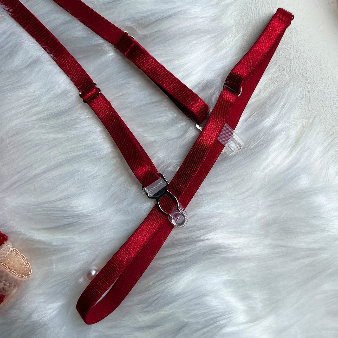 Conjunto de Lencería de Encaje y Bordado, 4 Piezas con Volantes