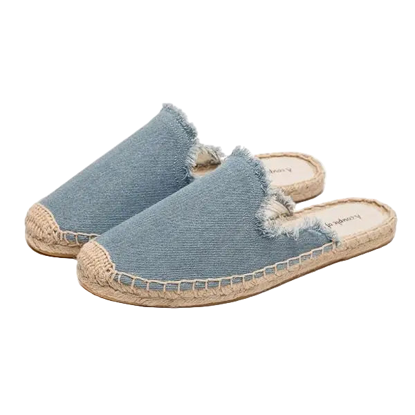Zapatillas estilo suecos flats de yute y lona y algodón y suela TPR