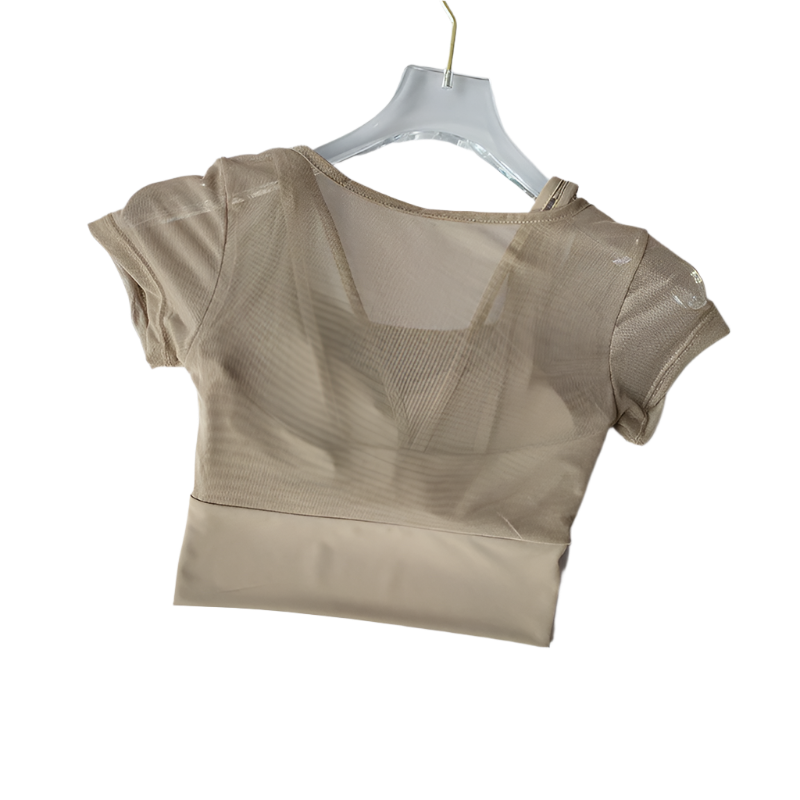 Crop Top con almohadilla en los pechos de secado rápido con manga corta y transpirable