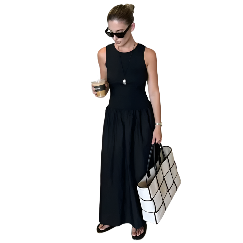 Vestido Largo sin Mangas para Mujer Color Caqui Elegante y Casual Estilo Y2K